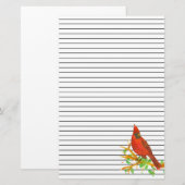 Papeterie Cardinal oiseau aquarelle trait noir (Devant / Derrière)
