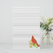 Papeterie Cardinal oiseau aquarelle trait noir (Debout devant)