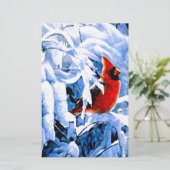 Papeterie Cardinal Rouge dans la neige d'hiver (Debout devant)