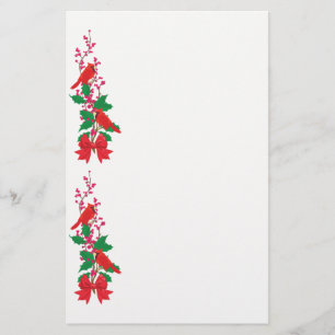 Papeterie Cardinaux rouges à la frontière de Noël de houx