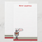 Papeterie Caricature Robot Rétro Cute Kids Boy Fête d'annive (Devant / Derrière)