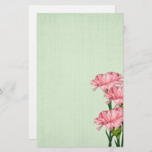 Papeterie Carnations roses (Devant / Derrière)