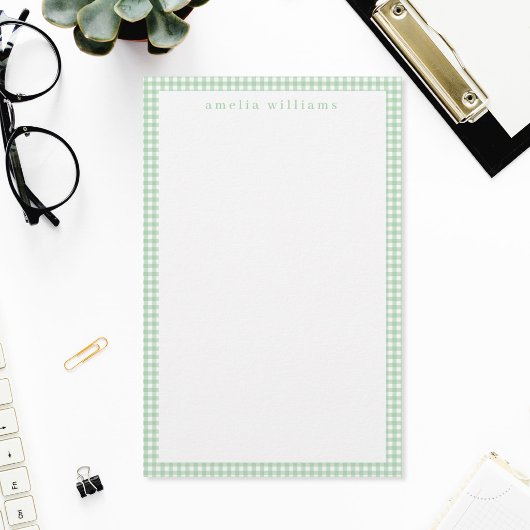 Papeterie Carreaux Gingham Vert