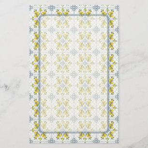 Papeterie Carrelage bleu aquarelle motif français campagne l