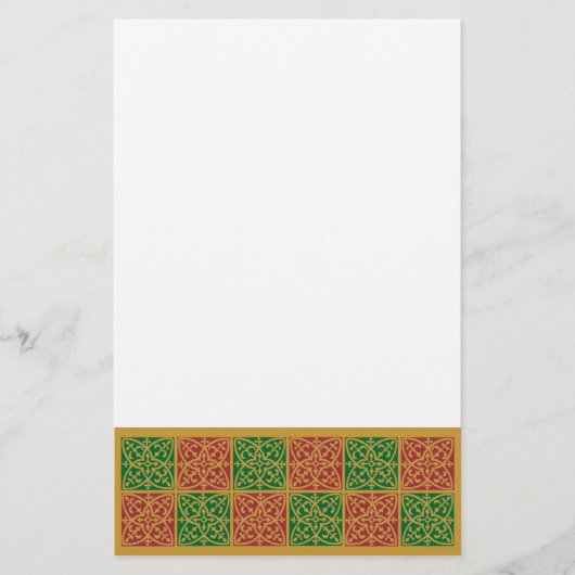 Papeterie Carrelage rouge et vert sur Motif or (Devant)