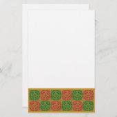 Papeterie Carrelage rouge et vert sur Motif or (Devant / Derrière)