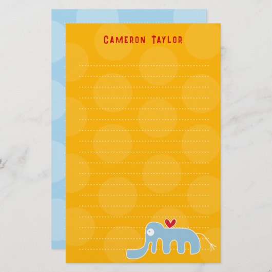 Papeterie Carton bleu Eléphant Enfants Points Merci (Devant / Derrière)