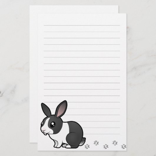 Papeterie Cartoon Rabbit (cheveux lisses à l'oreille agitée) (Devant / Derrière)