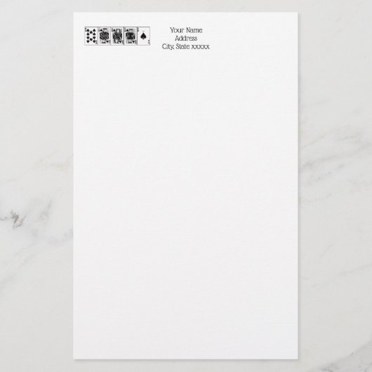 Papeterie Casino Night Poker Royal Straight Flush Spades (Devant)