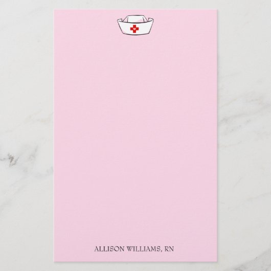 Papeterie Casquette de l'infirmière Ajouter un nom rose (Devant)
