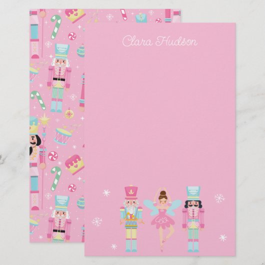 Papeterie Casse-noisette rose mignon Personnalisé (Devant / Derrière)