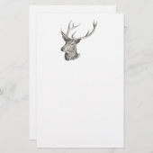 Papeterie Cerf Buck Head avec Antlers Black and White Art (Devant / Derrière)