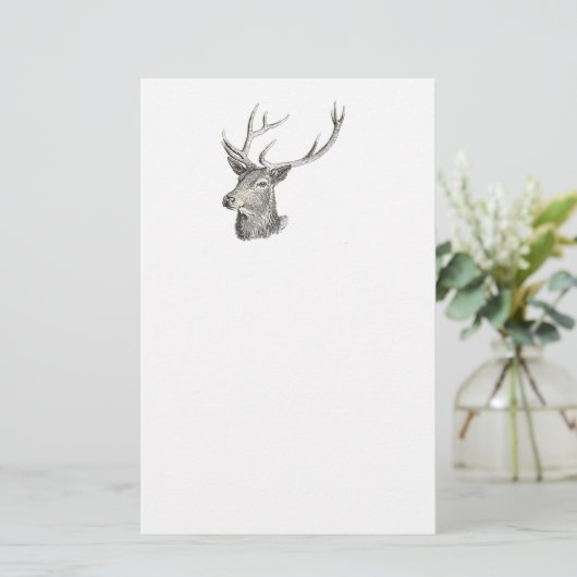 Papeterie Cerf Buck Head avec Antlers Black and White Art (Debout devant)