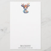 Papeterie Cerf de Bébé mignon avec Antlers et Fleurs (Devant)