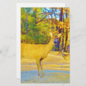 Papeterie Cerf de couleur moutarde avec bleu clair (Devant / Derrière)