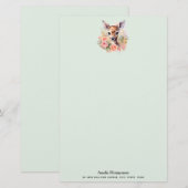 Papeterie Cerf Mignon Entouré de Roses (Devant / Derrière)