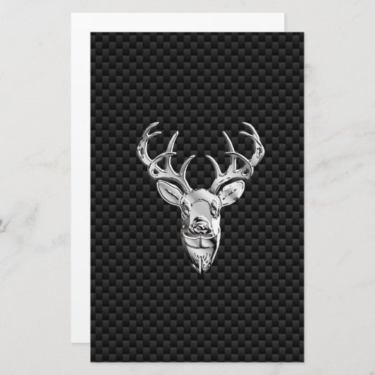 Papeterie Cerf Symbolique en argent sur impression en fibre (Devant / Derrière)