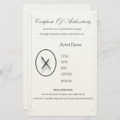 Papeterie Certificat d'authenticité (Devant / Derrière)