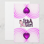 Papeterie C'est une fille texte vérifié avec Bébé Candy Bar  (Devant / Derrière)