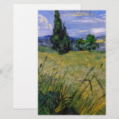 Papeterie Champ de blé vert avec Cypress par Van Gogh. (Devant / Derrière)