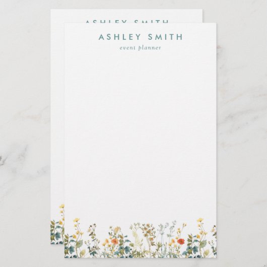 Papeterie Champ Fleur sauvage élégant (Devant / Derrière)