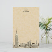 Papeterie Champagne NYC Skyline Etched 01 Papier à lettres (Debout devant)