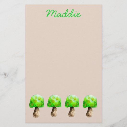 Papeterie Champignon vert aquarelle champignons mignons (Devant)