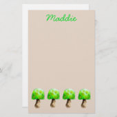 Papeterie Champignon vert aquarelle champignons mignons (Devant / Derrière)