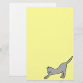 Papeterie Chat à étirer gris sur jaune (Devant / Derrière)
