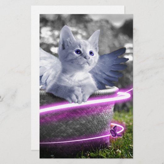 Papeterie chat ange (Devant / Derrière)