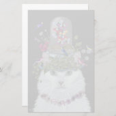 Papeterie Chat blanc avec cloche à papillon (Devant / Derrière)