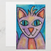 Papeterie Chat Chaton Rose Violet (Devant / Derrière)