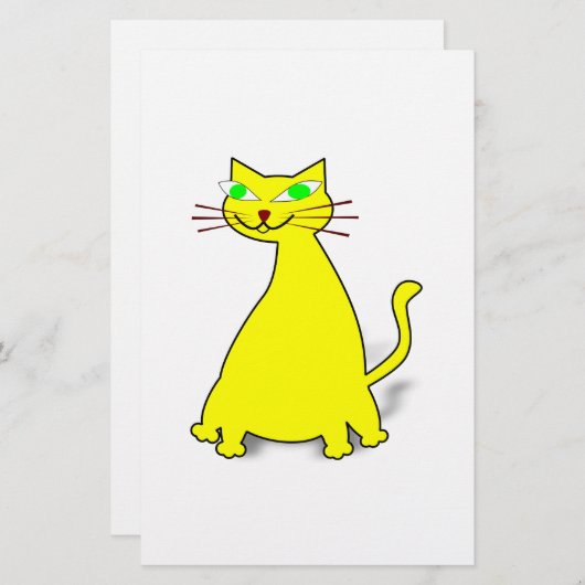 Papeterie Chat gras jaune (Devant / Derrière)