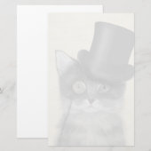 Papeterie Chat gris avec chapeau supérieur (Devant / Derrière)