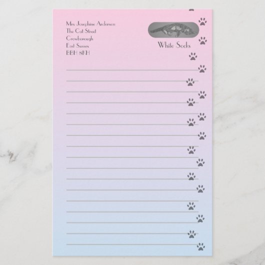 Papeterie Chat gris et blanc avec des empreintes de pas de (Devant)