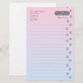 Papeterie Chat gris et blanc avec des empreintes de pas de (Devant / Derrière)