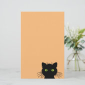 Papeterie Chat noir à l'oeil vert comique et curieux (Debout devant)