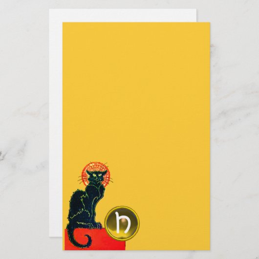 PAPETERIE CHAT NOIR HALLOWEEN PARTY MONOGRAM (Devant / Derrière)