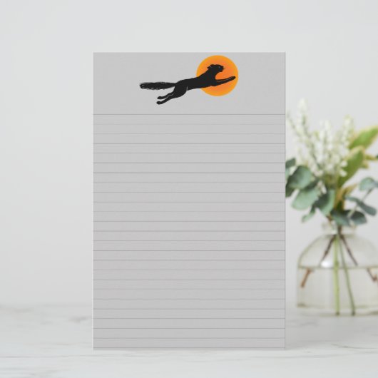 Papeterie Chat noir Orange Lune Halloween Papier à lettres (Debout devant)