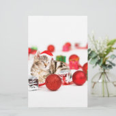 Papeterie Chat portant le chapeau rouge du Père Noël (Debout devant)