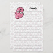 Papeterie Chat rose Mongrammed "C" Liné (Devant / Derrière)