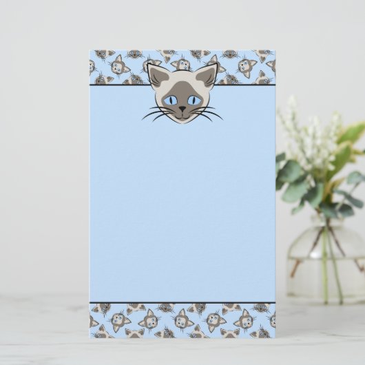 Papeterie Chat Siamese Blue Eyed face Motif d'art graphique (Debout devant)