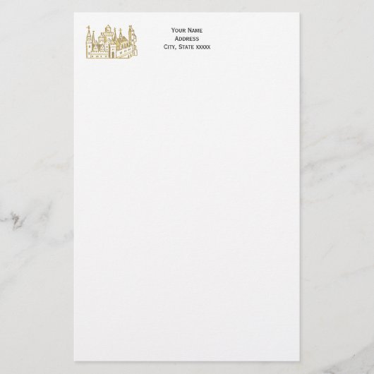 Papeterie Château héraldique vintage #2 Crest Faux Gold (Devant)