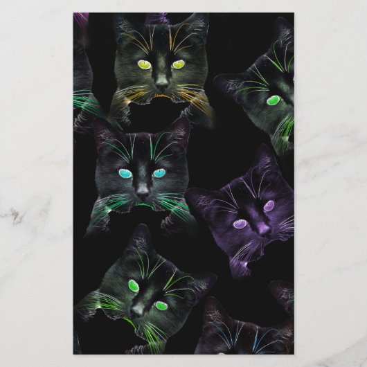 Papeterie Chats cool sur Noir ! Chats multicolores (Devant)