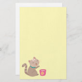 Papeterie Chatte mignonne en dessin animé sur la menthe (Devant / Derrière)