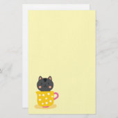 Papeterie Chatte mignonne en dessin animé sur la menthe (Devant / Derrière)