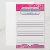 Papeterie Chaud rose Dashage Damask Linked Business Stationn (Devant / Derrière)