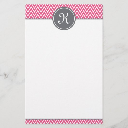 Papeterie Chaud rose Motif Gris Monogramme (Devant)
