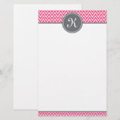 Papeterie Chaud rose Motif Gris Monogramme (Devant / Derrière)