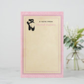 Papeterie Chaussures de ballet noir En Pointe sur Pois rose (Debout devant)